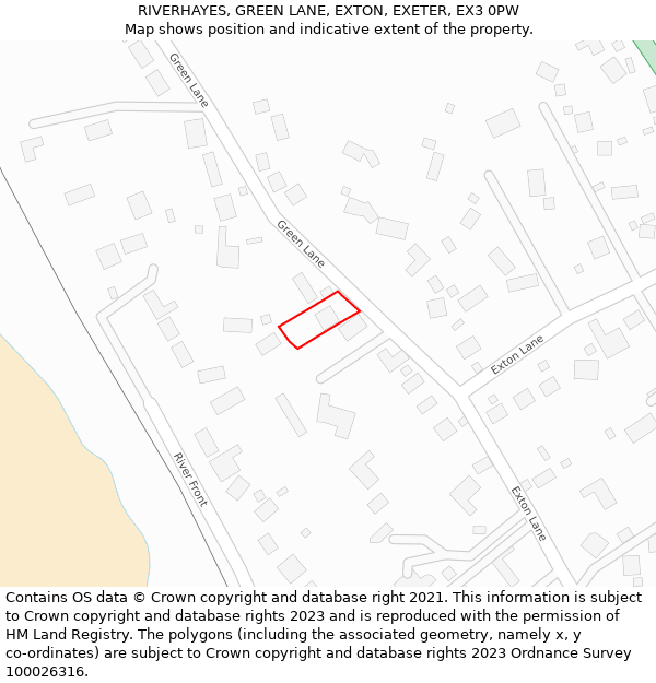 RIVERHAYES, GREEN LANE, EXTON, EXETER, EX3 0PW: Location map and indicative extent of plot