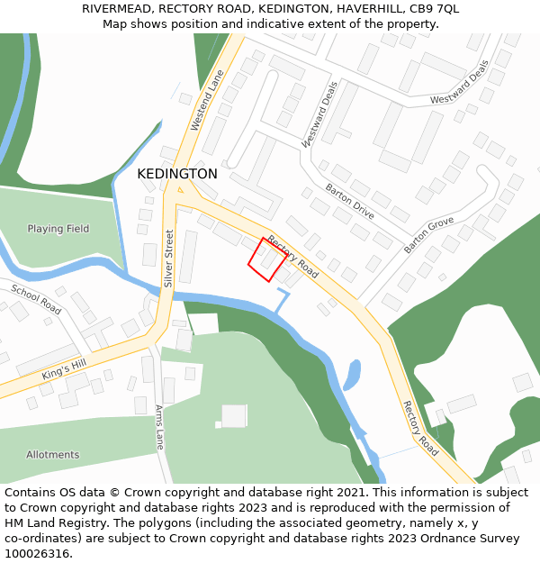 RIVERMEAD, RECTORY ROAD, KEDINGTON, HAVERHILL, CB9 7QL: Location map and indicative extent of plot