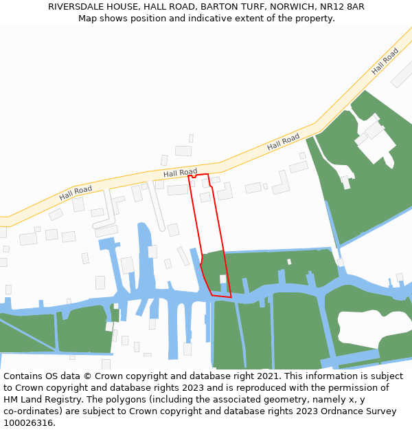 RIVERSDALE HOUSE, HALL ROAD, BARTON TURF, NORWICH, NR12 8AR: Location map and indicative extent of plot
