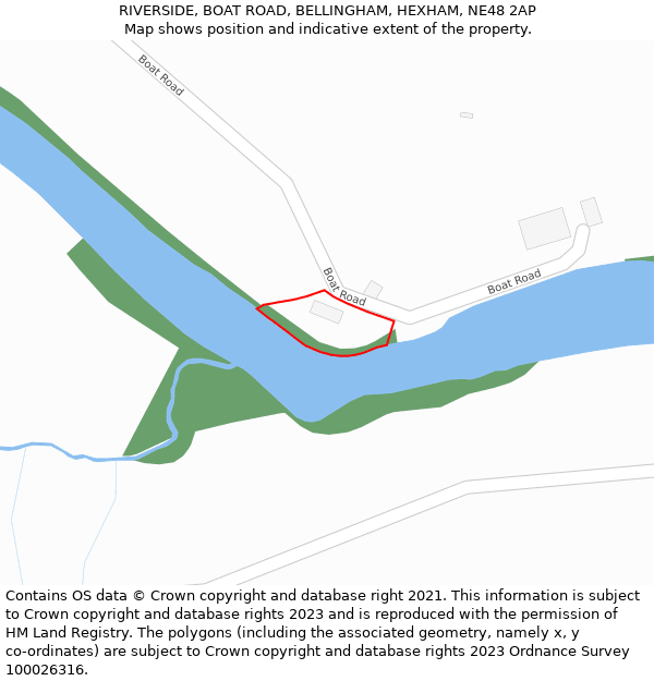 RIVERSIDE, BOAT ROAD, BELLINGHAM, HEXHAM, NE48 2AP: Location map and indicative extent of plot