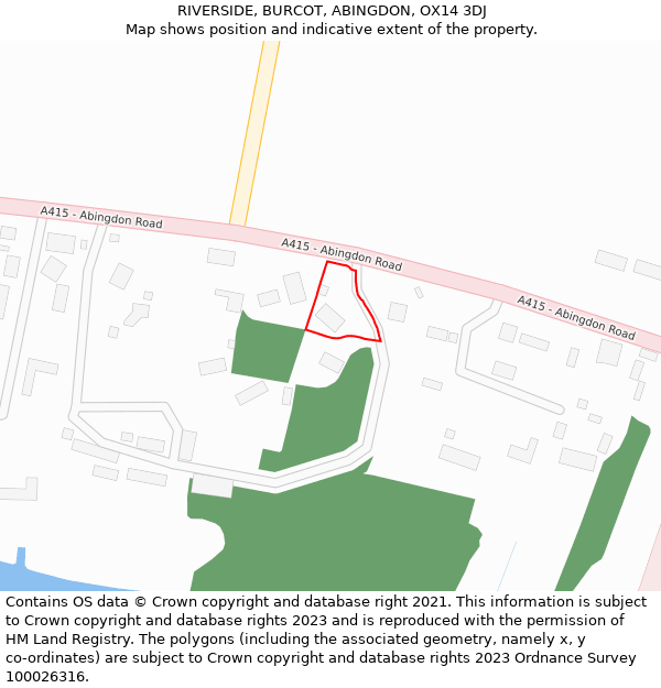 RIVERSIDE, BURCOT, ABINGDON, OX14 3DJ: Location map and indicative extent of plot