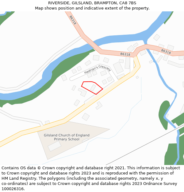 RIVERSIDE, GILSLAND, BRAMPTON, CA8 7BS: Location map and indicative extent of plot