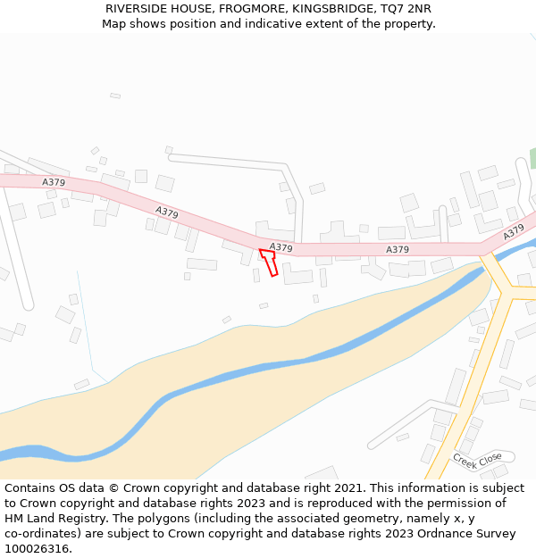 RIVERSIDE HOUSE, FROGMORE, KINGSBRIDGE, TQ7 2NR: Location map and indicative extent of plot