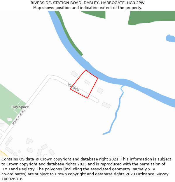 RIVERSIDE, STATION ROAD, DARLEY, HARROGATE, HG3 2PW: Location map and indicative extent of plot