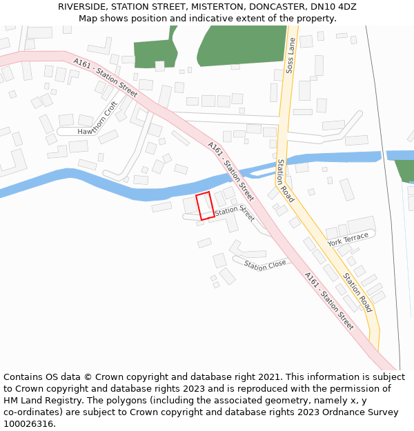 RIVERSIDE, STATION STREET, MISTERTON, DONCASTER, DN10 4DZ: Location map and indicative extent of plot