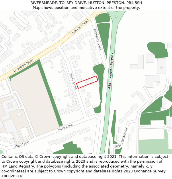 RIVERSMEADE, TOLSEY DRIVE, HUTTON, PRESTON, PR4 5SH: Location map and indicative extent of plot