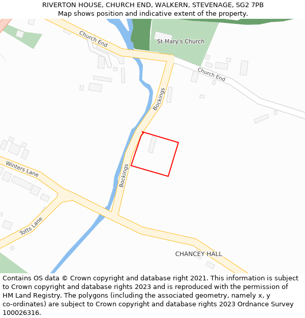 RIVERTON HOUSE, CHURCH END, WALKERN, STEVENAGE, SG2 7PB: Location map and indicative extent of plot