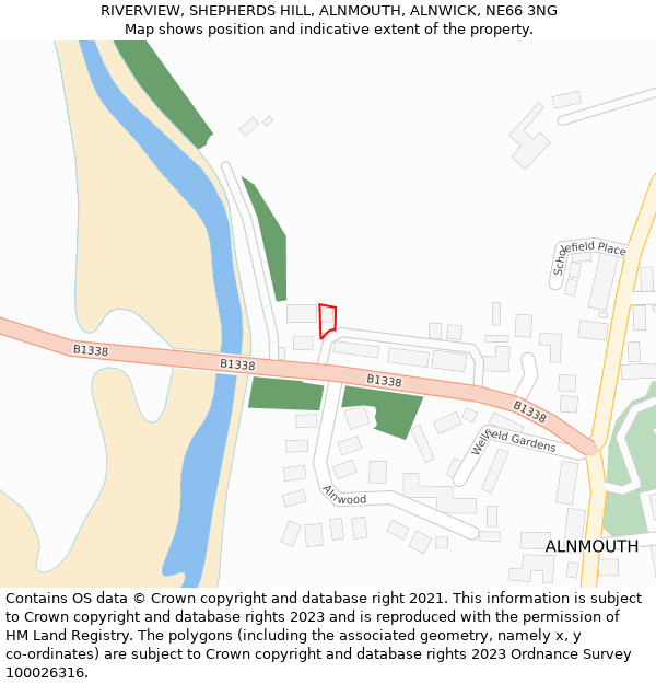 RIVERVIEW, SHEPHERDS HILL, ALNMOUTH, ALNWICK, NE66 3NG: Location map and indicative extent of plot