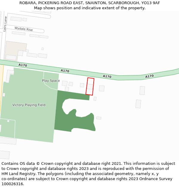 ROBARA, PICKERING ROAD EAST, SNAINTON, SCARBOROUGH, YO13 9AF: Location map and indicative extent of plot