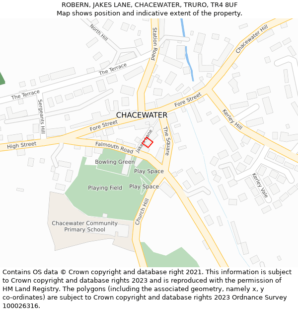 ROBERN, JAKES LANE, CHACEWATER, TRURO, TR4 8UF: Location map and indicative extent of plot