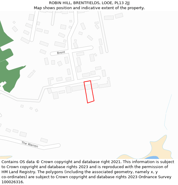 ROBIN HILL, BRENTFIELDS, LOOE, PL13 2JJ: Location map and indicative extent of plot