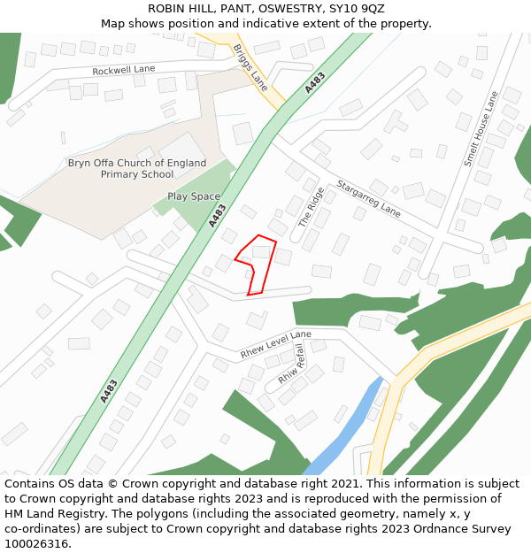 ROBIN HILL, PANT, OSWESTRY, SY10 9QZ: Location map and indicative extent of plot