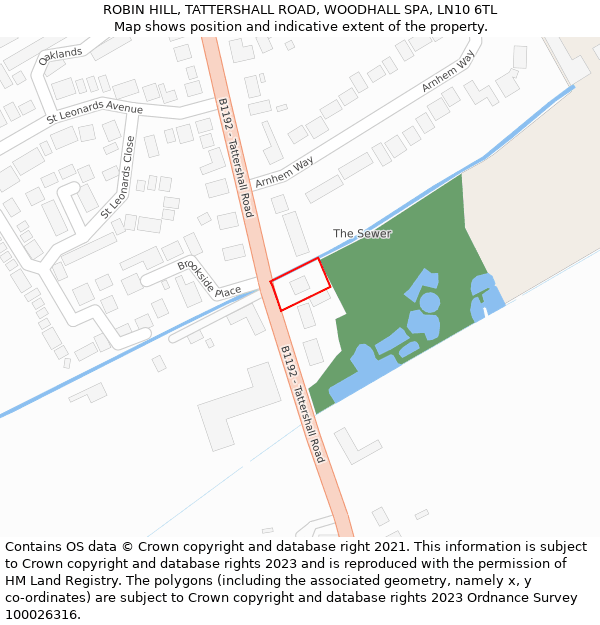 ROBIN HILL, TATTERSHALL ROAD, WOODHALL SPA, LN10 6TL: Location map and indicative extent of plot