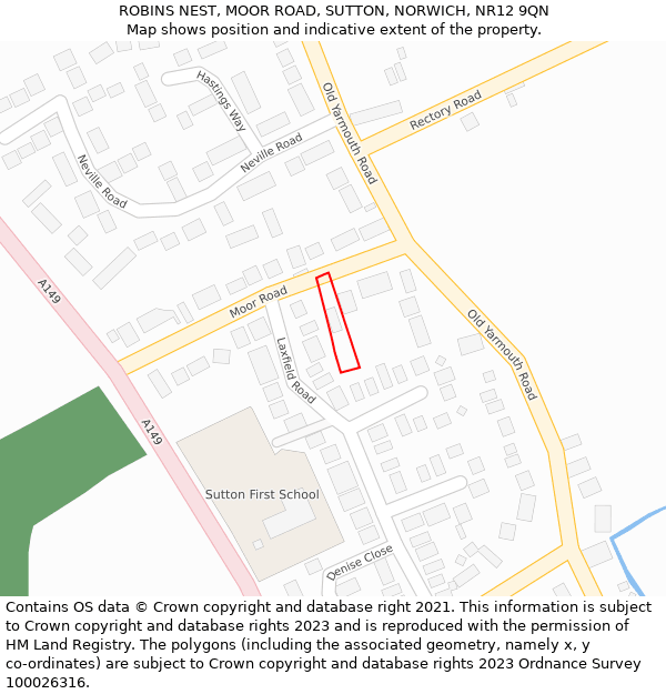 ROBINS NEST, MOOR ROAD, SUTTON, NORWICH, NR12 9QN: Location map and indicative extent of plot