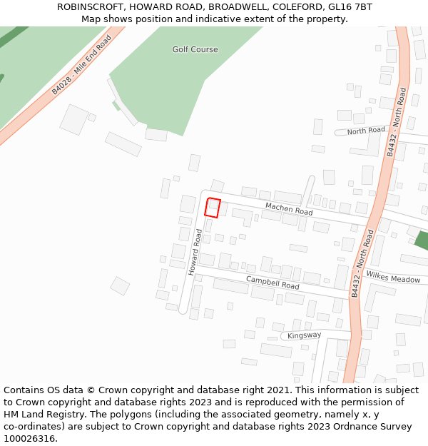 ROBINSCROFT, HOWARD ROAD, BROADWELL, COLEFORD, GL16 7BT: Location map and indicative extent of plot
