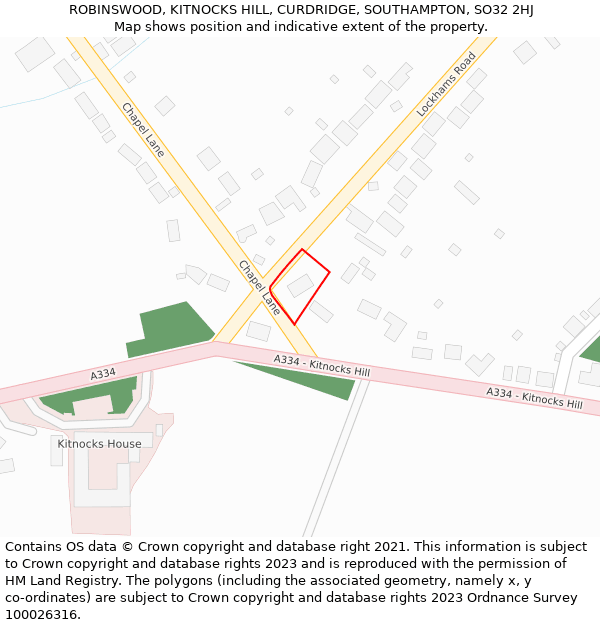 ROBINSWOOD, KITNOCKS HILL, CURDRIDGE, SOUTHAMPTON, SO32 2HJ: Location map and indicative extent of plot