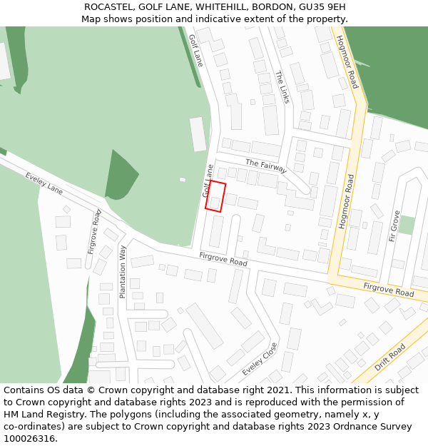 ROCASTEL, GOLF LANE, WHITEHILL, BORDON, GU35 9EH: Location map and indicative extent of plot
