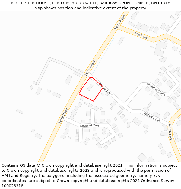 ROCHESTER HOUSE, FERRY ROAD, GOXHILL, BARROW-UPON-HUMBER, DN19 7LA: Location map and indicative extent of plot