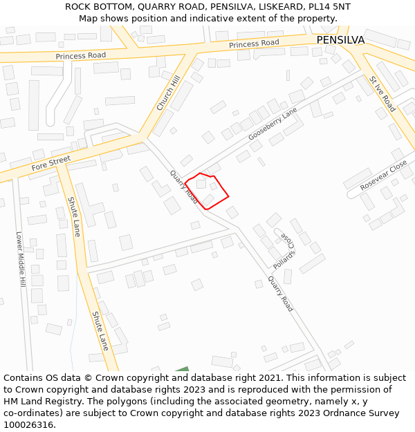 ROCK BOTTOM, QUARRY ROAD, PENSILVA, LISKEARD, PL14 5NT: Location map and indicative extent of plot