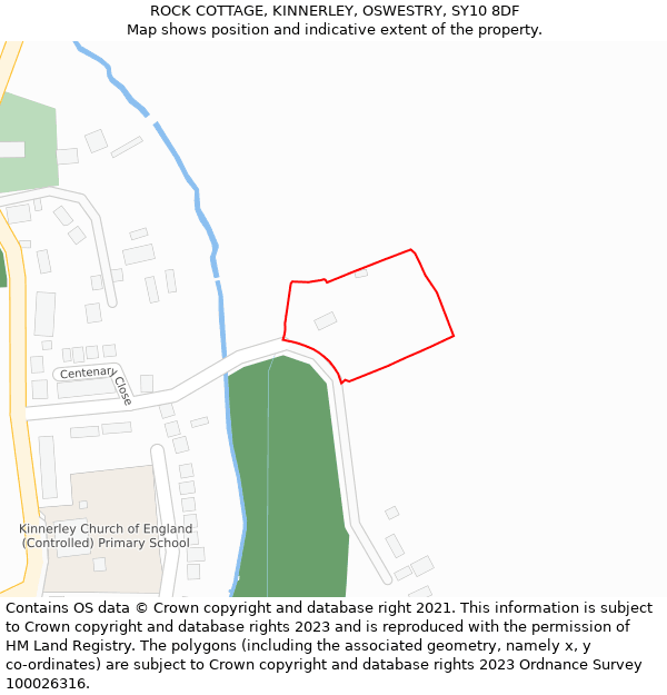 ROCK COTTAGE, KINNERLEY, OSWESTRY, SY10 8DF: Location map and indicative extent of plot