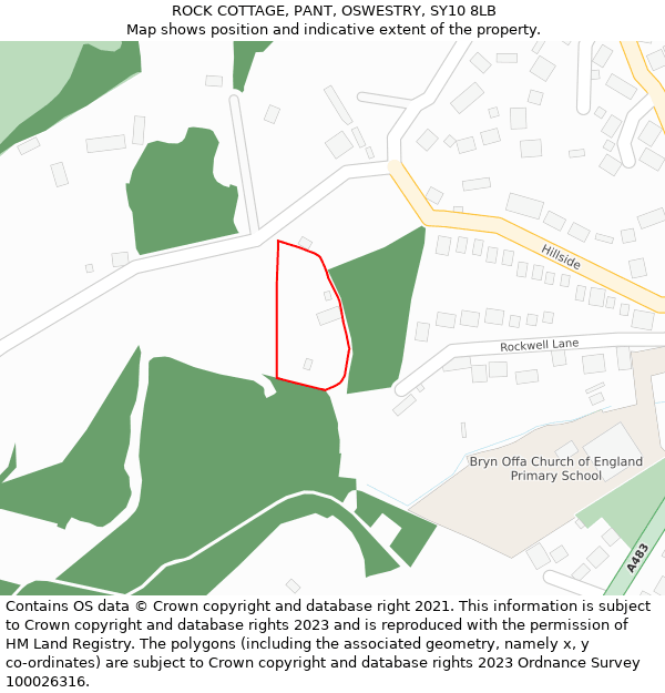 ROCK COTTAGE, PANT, OSWESTRY, SY10 8LB: Location map and indicative extent of plot