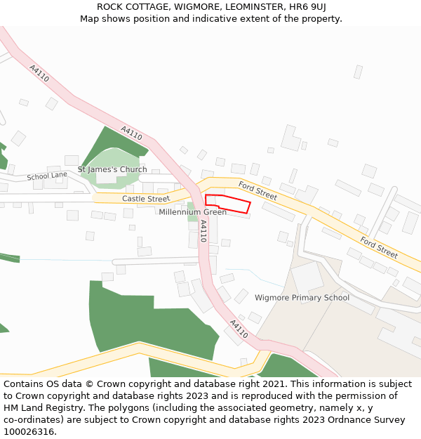 ROCK COTTAGE, WIGMORE, LEOMINSTER, HR6 9UJ: Location map and indicative extent of plot