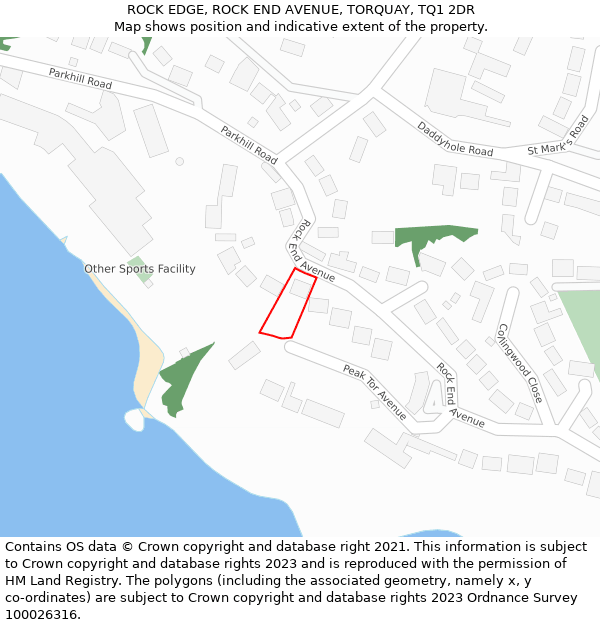 ROCK EDGE, ROCK END AVENUE, TORQUAY, TQ1 2DR: Location map and indicative extent of plot