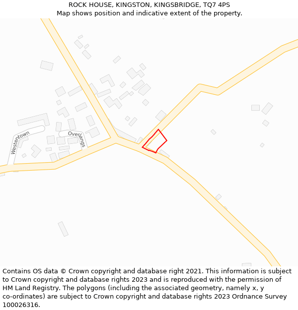 ROCK HOUSE, KINGSTON, KINGSBRIDGE, TQ7 4PS: Location map and indicative extent of plot