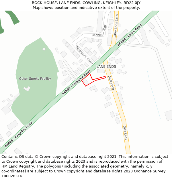 ROCK HOUSE, LANE ENDS, COWLING, KEIGHLEY, BD22 0JY: Location map and indicative extent of plot