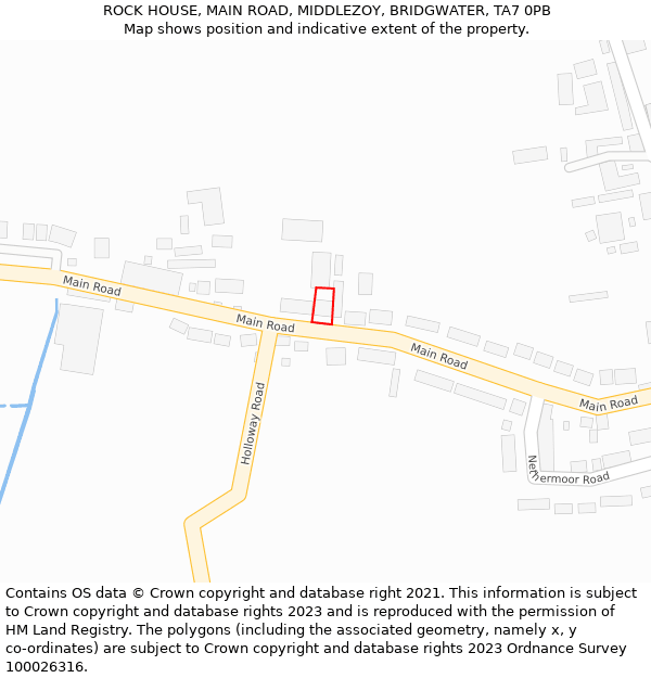 ROCK HOUSE, MAIN ROAD, MIDDLEZOY, BRIDGWATER, TA7 0PB: Location map and indicative extent of plot