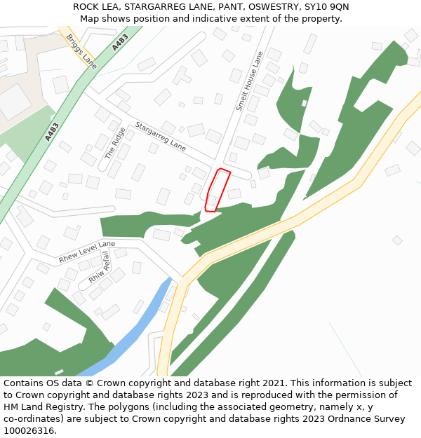 ROCK LEA, STARGARREG LANE, PANT, OSWESTRY, SY10 9QN: Location map and indicative extent of plot