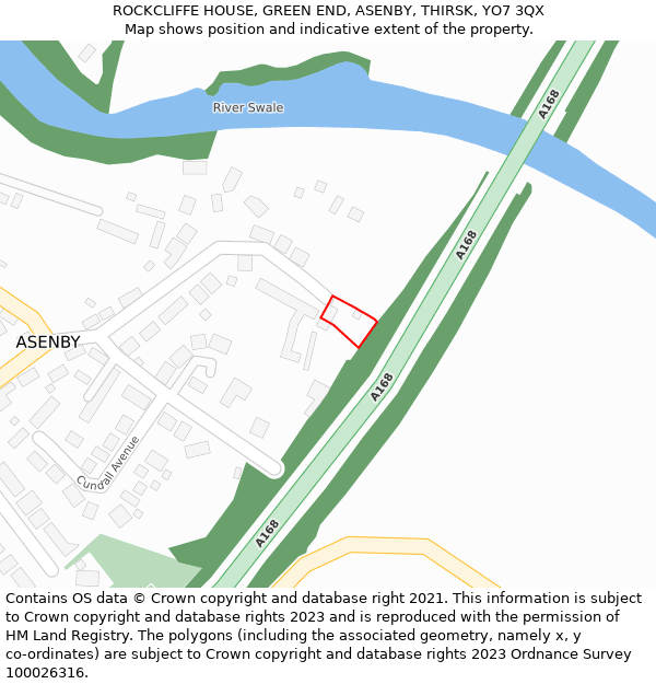 ROCKCLIFFE HOUSE, GREEN END, ASENBY, THIRSK, YO7 3QX: Location map and indicative extent of plot