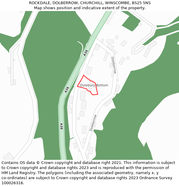 ROCKDALE, DOLBERROW, CHURCHILL, WINSCOMBE, BS25 5NS: Location map and indicative extent of plot