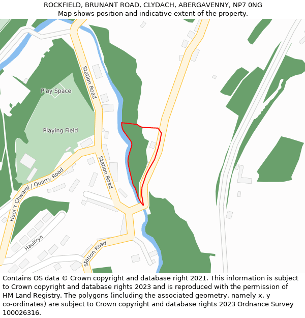 ROCKFIELD, BRUNANT ROAD, CLYDACH, ABERGAVENNY, NP7 0NG: Location map and indicative extent of plot