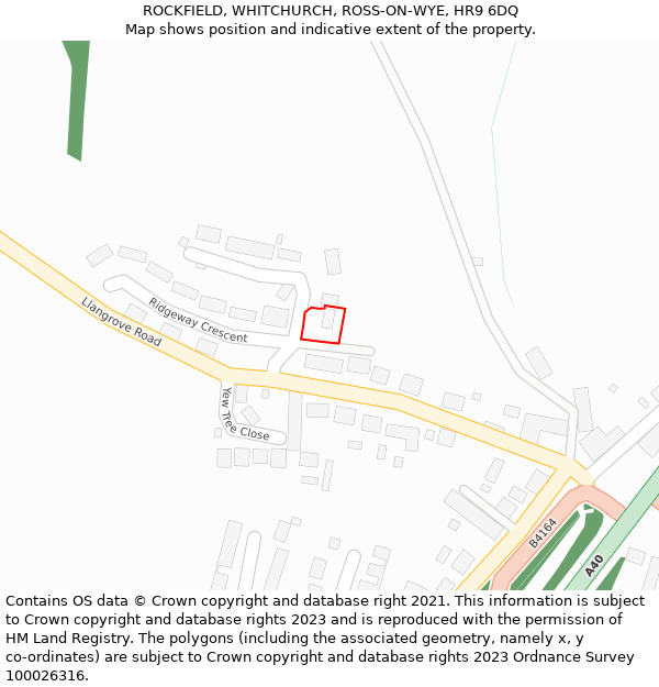 ROCKFIELD, WHITCHURCH, ROSS-ON-WYE, HR9 6DQ: Location map and indicative extent of plot