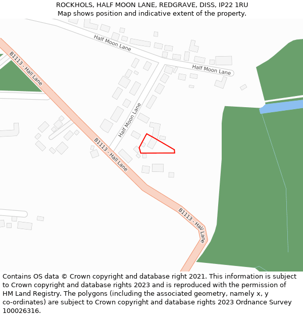 ROCKHOLS, HALF MOON LANE, REDGRAVE, DISS, IP22 1RU: Location map and indicative extent of plot