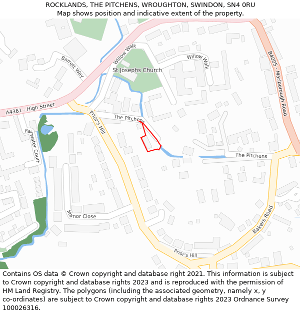ROCKLANDS, THE PITCHENS, WROUGHTON, SWINDON, SN4 0RU: Location map and indicative extent of plot