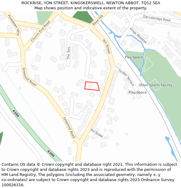 ROCKRISE, YON STREET, KINGSKERSWELL, NEWTON ABBOT, TQ12 5EA: Location map and indicative extent of plot