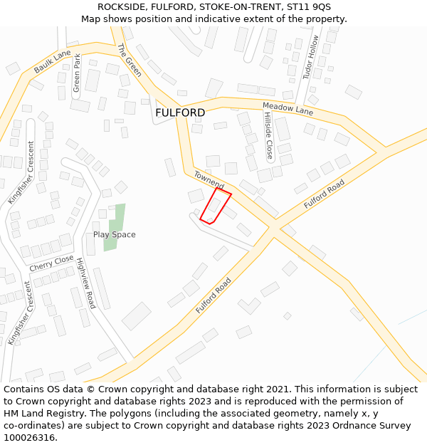 ROCKSIDE, FULFORD, STOKE-ON-TRENT, ST11 9QS: Location map and indicative extent of plot