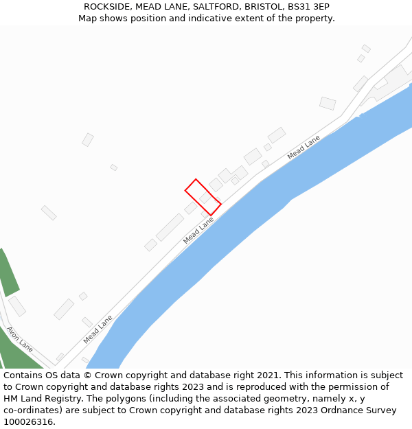 ROCKSIDE, MEAD LANE, SALTFORD, BRISTOL, BS31 3EP: Location map and indicative extent of plot