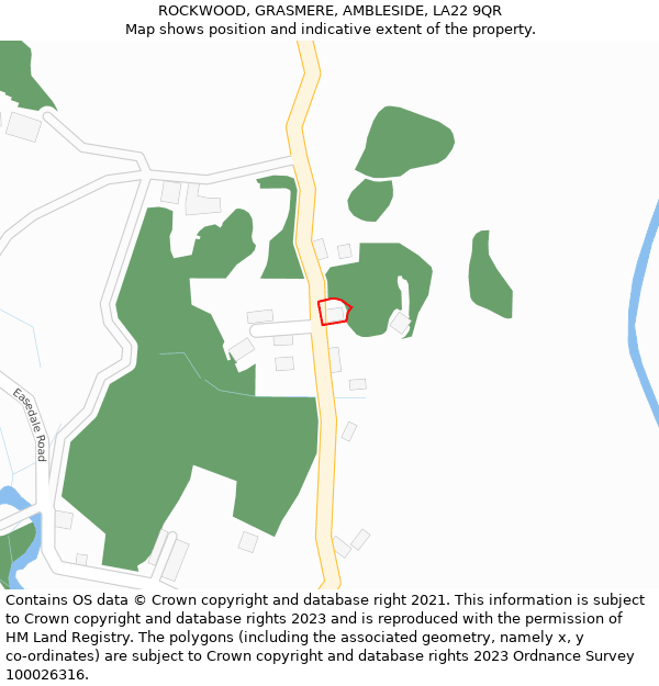 ROCKWOOD, GRASMERE, AMBLESIDE, LA22 9QR: Location map and indicative extent of plot