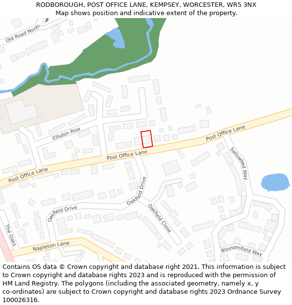 RODBOROUGH, POST OFFICE LANE, KEMPSEY, WORCESTER, WR5 3NX: Location map and indicative extent of plot