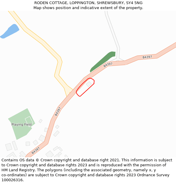 RODEN COTTAGE, LOPPINGTON, SHREWSBURY, SY4 5NG: Location map and indicative extent of plot