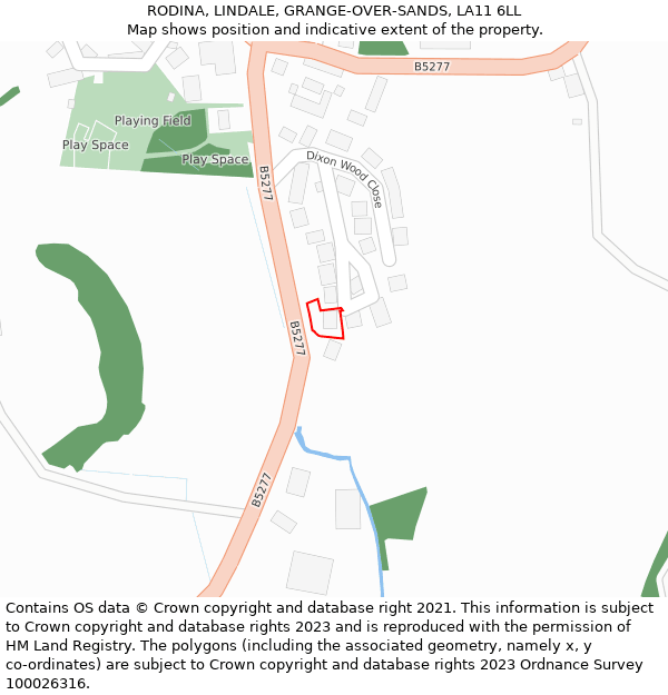 RODINA, LINDALE, GRANGE-OVER-SANDS, LA11 6LL: Location map and indicative extent of plot