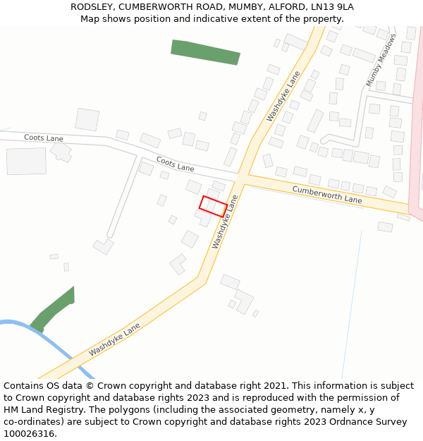 RODSLEY, CUMBERWORTH ROAD, MUMBY, ALFORD, LN13 9LA: Location map and indicative extent of plot