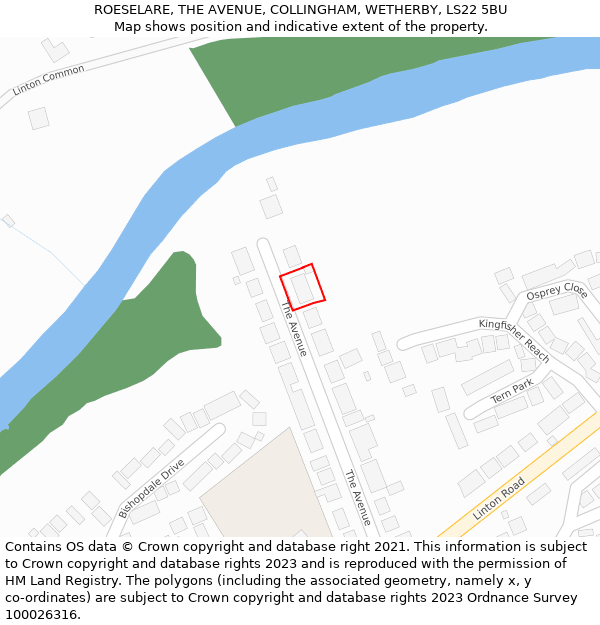 ROESELARE, THE AVENUE, COLLINGHAM, WETHERBY, LS22 5BU: Location map and indicative extent of plot