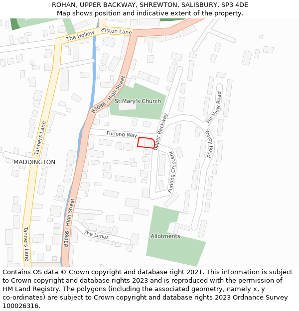 ROHAN, UPPER BACKWAY, SHREWTON, SALISBURY, SP3 4DE: Location map and indicative extent of plot