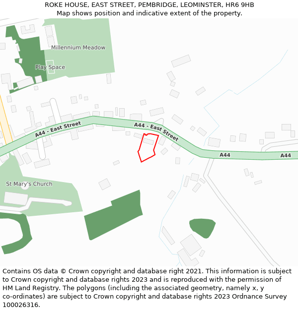 ROKE HOUSE, EAST STREET, PEMBRIDGE, LEOMINSTER, HR6 9HB: Location map and indicative extent of plot