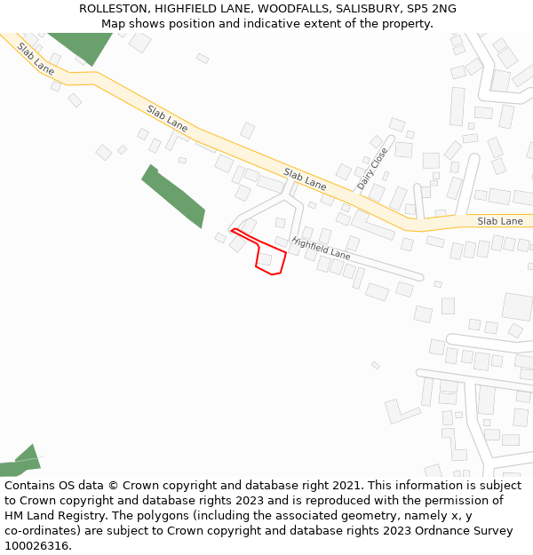 ROLLESTON, HIGHFIELD LANE, WOODFALLS, SALISBURY, SP5 2NG: Location map and indicative extent of plot
