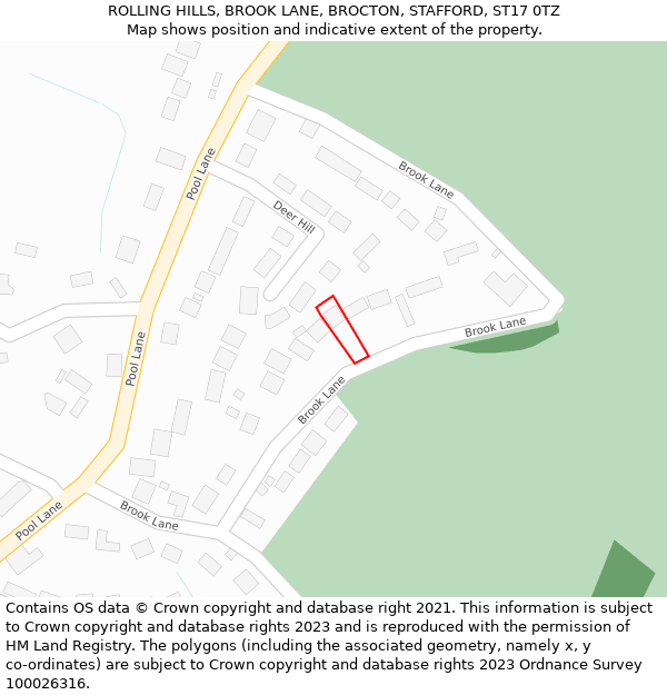 ROLLING HILLS, BROOK LANE, BROCTON, STAFFORD, ST17 0TZ: Location map and indicative extent of plot